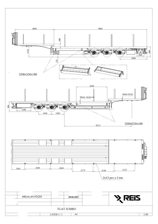 Reistreyler - 3 axle semi low loader